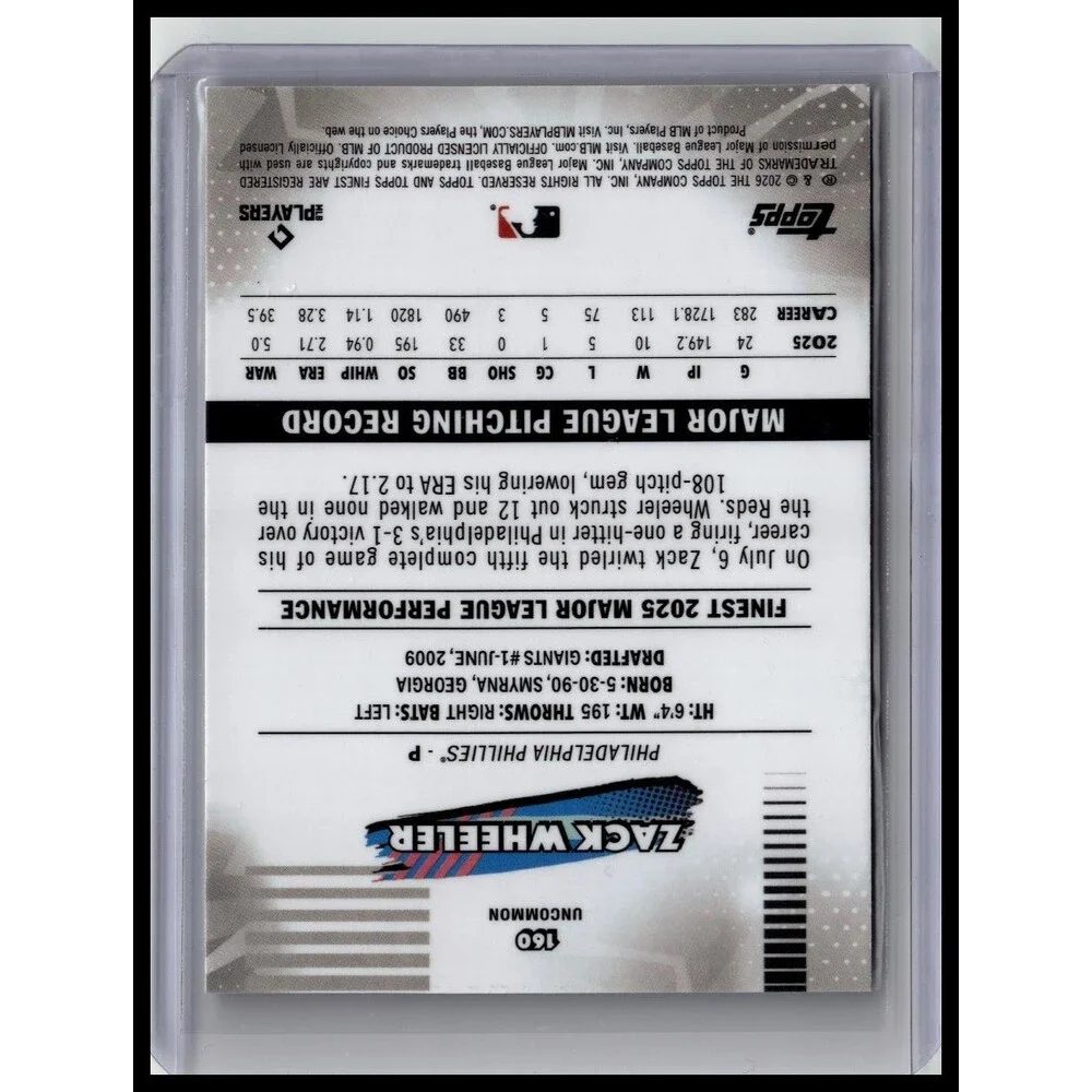 2026 Topps Finest Zack Wheeler 160 Geometric Refractors Phillies Uncommon
